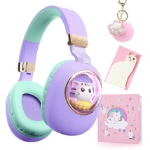 Kids Bluetooth Headphones With Mic, Led Light Up Cat Over Ear Wireless Headphone - £34.34 GBP