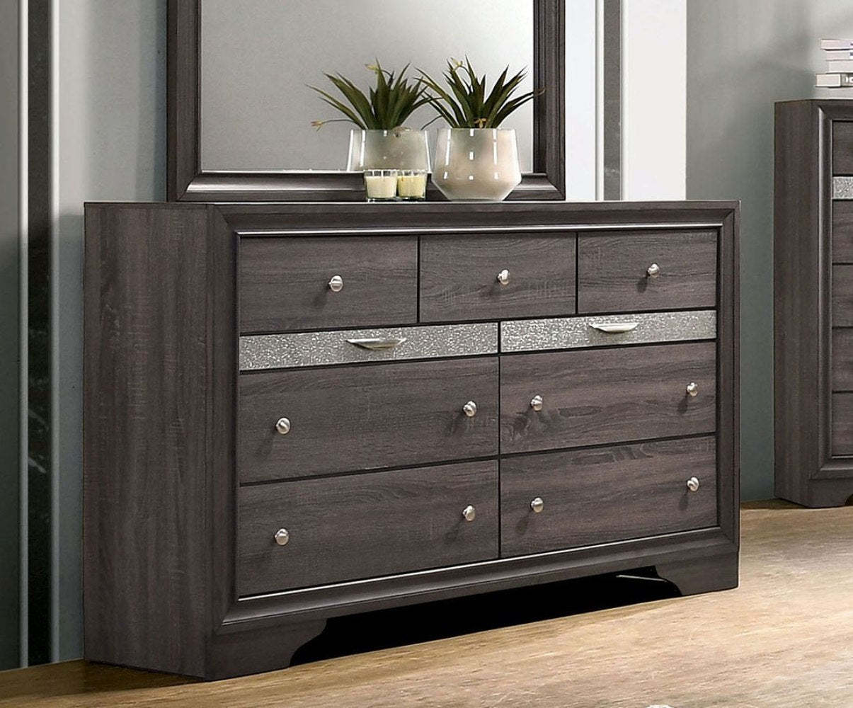 Contemporary Gray Dresser | Hidden Jewelry Drawer | Silver Accents Item image 2