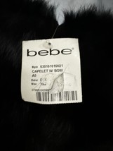 BEBE Women’s Black Rabbit Fur Wrap Shawl Shrug Bolero Cape Satin Bowknot - £53.60 GBP