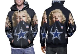 Marilyn Monroe Dallas Cowboys Jersey   Mens Graphic Zip Up Hooded Hoodie - £27.47 GBP+