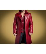Elegante gabardina de cuero de piel de cordero original ROJO para hombre hech... - €170,20 EUR - €179,56 EUR