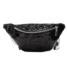 Women Casual Belt Bag Fanny Pack Fashion Female Waist Bag Sparkling Sequins Glit - £12.86 GBP