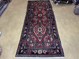 3&#39; 4&quot; X 9&#39; Antique Handmade Wool Rug Runner Floral Organic Dyes Red Nice - £371.75 GBP