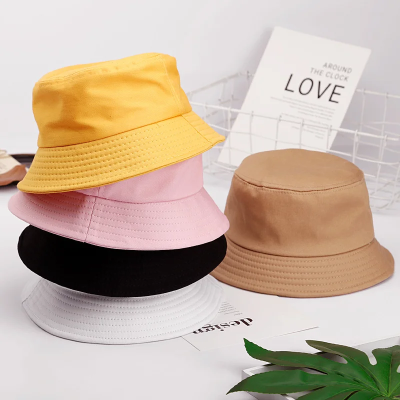 Women Summer Bucket Hats Men Solid Color Sunscreen Panama Hat Children - £11.05 GBP+