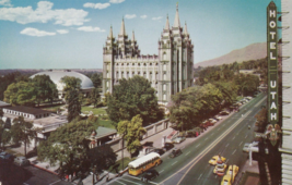 Utah Temple Square Salt Lake City Mormon Tabernacle Hotel Utah Repro Postcard - £3.14 GBP