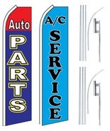 Car Auto Services Swooper Flutter Feather Flags &amp; Poles 2 Pack-Auto Part... - $210.38 CAD