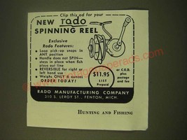 1950 Rado Manufacturing Ad - New Rado Spinning reel - £13.88 GBP