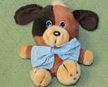 VINTAGE MTY PLUSH PUPPY 7&quot; SITTING DOG WITH BLUE BOW TIE STUFFED ANIMAL ... - $13.50