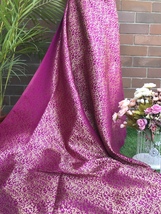 Indian Banarasi Brocade fabric Purple &amp; Gold Fabric Wedding Fabric -NF203 - £5.98 GBP+