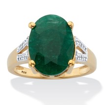 PalmBeach Jewelry Gold-Plated Sterling Silver Green Emerald and White Topaz Ring - £79.08 GBP