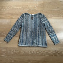J.Jill Linear Striped Textured Pullover Blue Sage Sweater Small NWT - $38.69