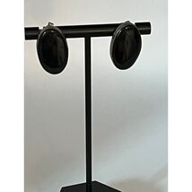 Vintage Sterling silver oval shape black onyx cabochon push back earrings - $56.93