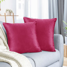 Hot Pink 18&quot;x18&quot; Throw Pillow Covers Set 2 Sofa Velvet Cushion Cases - £21.49 GBP