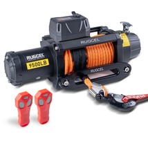 RUGCEL WINCH 9500lb Waterproof Electric Synthetic Rope Powerful Fast 12v... - $454.22