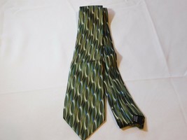 Puritan Mens Silk Tie Neck Tie neckwear print Green blue grey multi EUC -- - £14.08 GBP