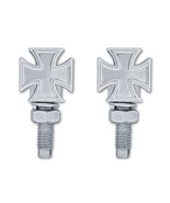 Chrome Maltese Iron Cross License Plate Frame Mounting Fasteners Bolt Nu... - $12.34 CAD