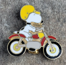 SNOOPY Peanuts Red Bike Motrocycle Yellow Helmet Sport Vintage Lapel Rar... - £31.31 GBP