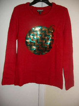 Allison Brittney Juniors long sleeve sequin ornament Christmas sweater M 417 - £17.18 GBP