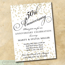 50th Wedding Anniversary Invitation/DIY/Printable/Digital/Golden Anniver... - £11.72 GBP