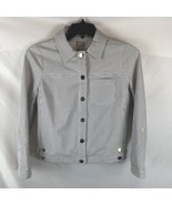 Chico&#39;s Striped Button Up Jacket Blazer Size 0  US 4/6 White Blue Striped - $355.27 MXN
