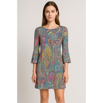 Tommy Hilfiger Paisley Bell Sleeve Dress Size 4 Multicolor Stretch NWT - $1,023.85 MXN
