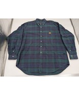 Vintage Ralph Lauren Men Size XL Black Watch Plaid Crest Shirt USA Made 90s - £23.38 GBP