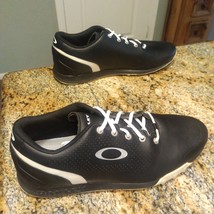 Oakley Men&#39;s Ripcord Golf Shoes Ortholite Soft Spike Black/White Leather... - £38.77 GBP