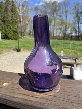Vintage Hand Blown Glass Vase Purple 90s Signed Walter Prince Art Decor Home - £38.69 GBP