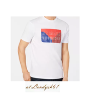Armani Exchange White Blue Red Logo Design Cotton Crewneck Men's T-Shirt Sz XL  - $41.77