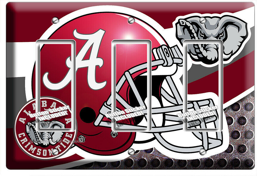 ALABAMA CRIMSON TIDE FOOTBALL TEAM 3 GFI LIGHT SWITCH WALL PLATE ROOM HOME DECOR