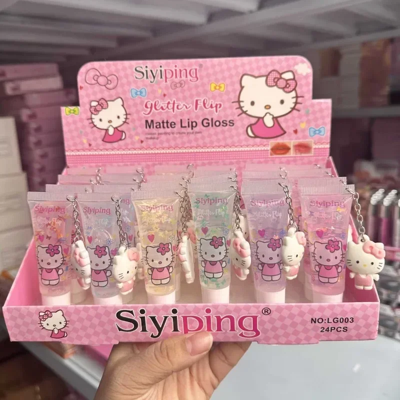 Kawaii Sanrio Hello Kitty 24-piece Set Lip Gloss Lip Glaze Moisturize Waterproof - £34.89 GBP