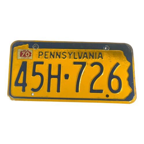 1970 Pennsylvania License Plate Tag Number 45H-726 Penna Chevy Ford Dodge Barn - $28.04