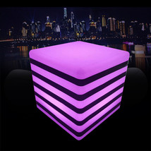 Light Up Led Color Changing Cube Stool Seat Chair Waterproof Bar Club Fu... - £72.90 GBP