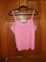 Attention Pink Adjustable Strap Lace Trim Front Tank Top - Size 1X - $14.84