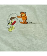 Garfield Odie Embroidered Pocket Grey Short Sleeve T-Shirt Size L NEW - $1,107.06 MXN