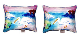 Pair of Betsy Drake Betsy’s White Ibis Large Pillows 16 Inch X 20 Inch - £69.89 GBP