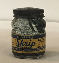 Vintage Sheaffer Skrip Writing Fluid Ink Permanent Empty Bottle, Blue & Yellow - $10.39