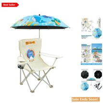 Kids Beach Folding Camping Chair with Sunshade and Cup Holder Blue Light... - $87.07