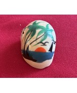 Palm Tree Beach Birds Nautilus Shell Hand painted  - $185.34 MXN