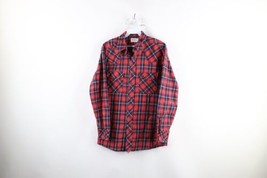 Vintage 70s Wrangler Mens Medium Heavyweight Snap Button Flannel Shirt Plaid USA - £54.45 GBP