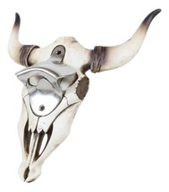 Rustic Western Horned Cow Skull Skeleton Wall Mounted Soda Beer Bottle Opener - £19.28 GBP