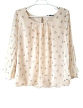 Sara Michelle floral beige blouse butterfly sleeves PXL - £47.17 GBP