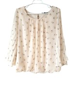 Sara Michelle floral beige blouse butterfly sleeves PXL - £64.09 GBP