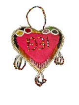 Native American Beadwork Heart Shaped Pin Cushion Art Whimsy 1931 - £140.09 GBP