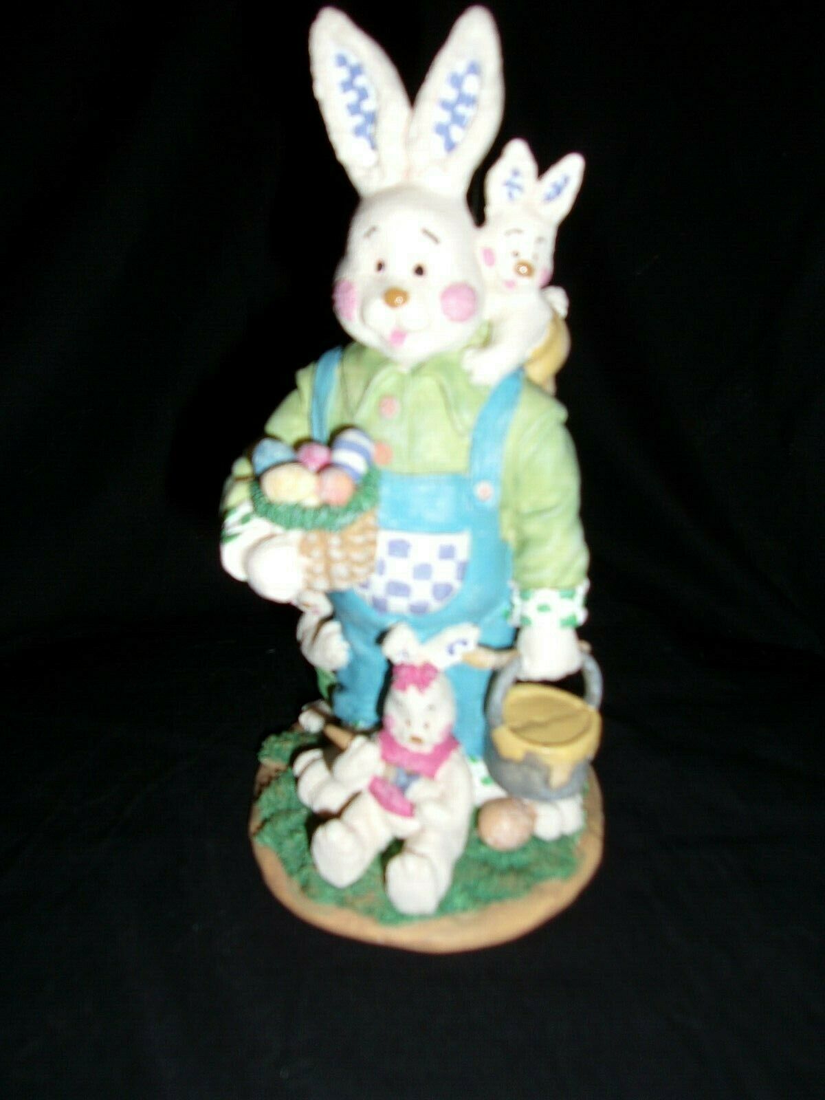 Father Rabbit With Baby Rabbits Resin Easter Figurine Decoration - $5.99