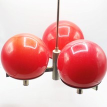 Vintage 1960&#39;s 1970&#39;s Ceiling Light with 3 Red Glass Ball Bubble Lampshade - $559.34