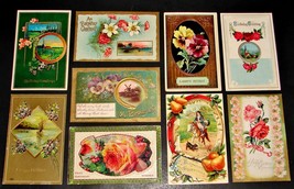 Lot Of 9 1910&#39;s Antique Birthday Postcards Embossed Germany Sb Aa Set 1 - £11.73 GBP