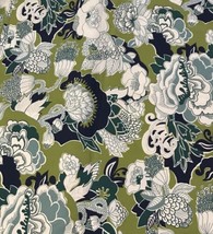 Fabric Duralee Kiji Floral Navy Blue Green Flowers 5+ yards Vintage  - $72.00