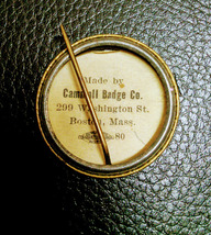 George Washington Pinback Cammall Badge Co. Boston, Mass image 2