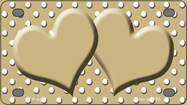 Gold White Polka Dot Center Hearts Novelty Mini Metal License Plate Tag - £12.01 GBP